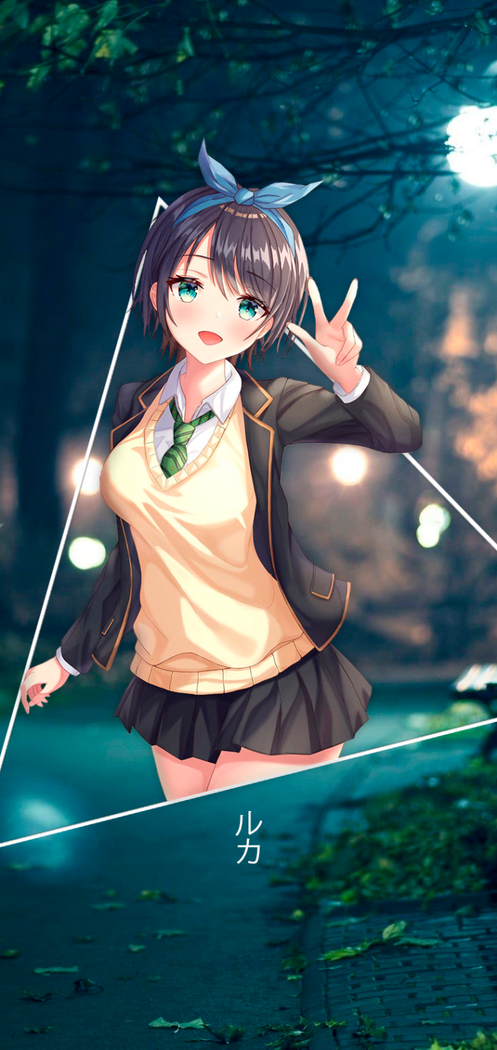 Download Green Eyes School Uniform Short Hair Ruka Sarashina Anime Rent-A-Girlfriend Phone Wallpaper