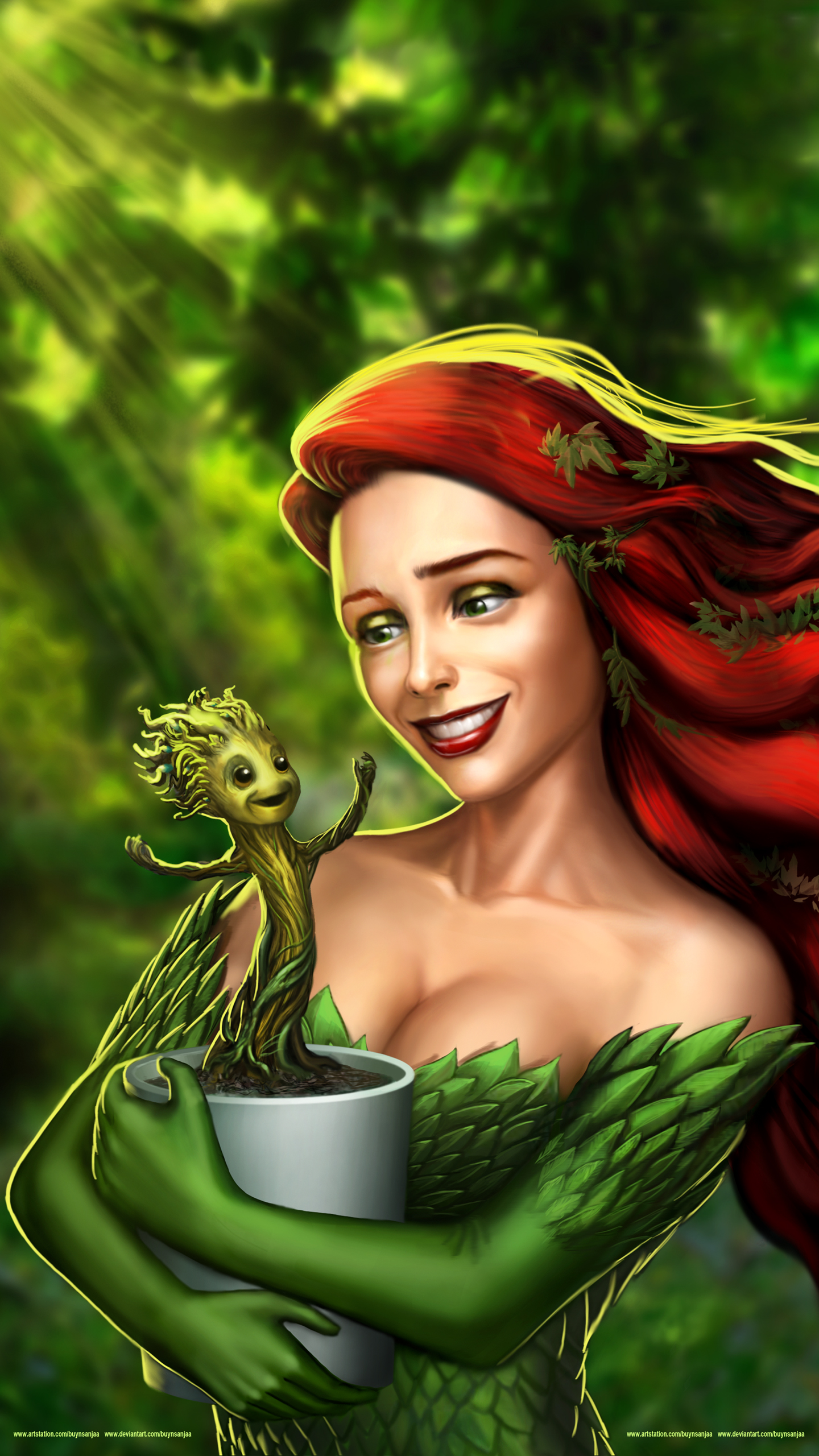 Poison Ivy and Groot, by buynsanjaa