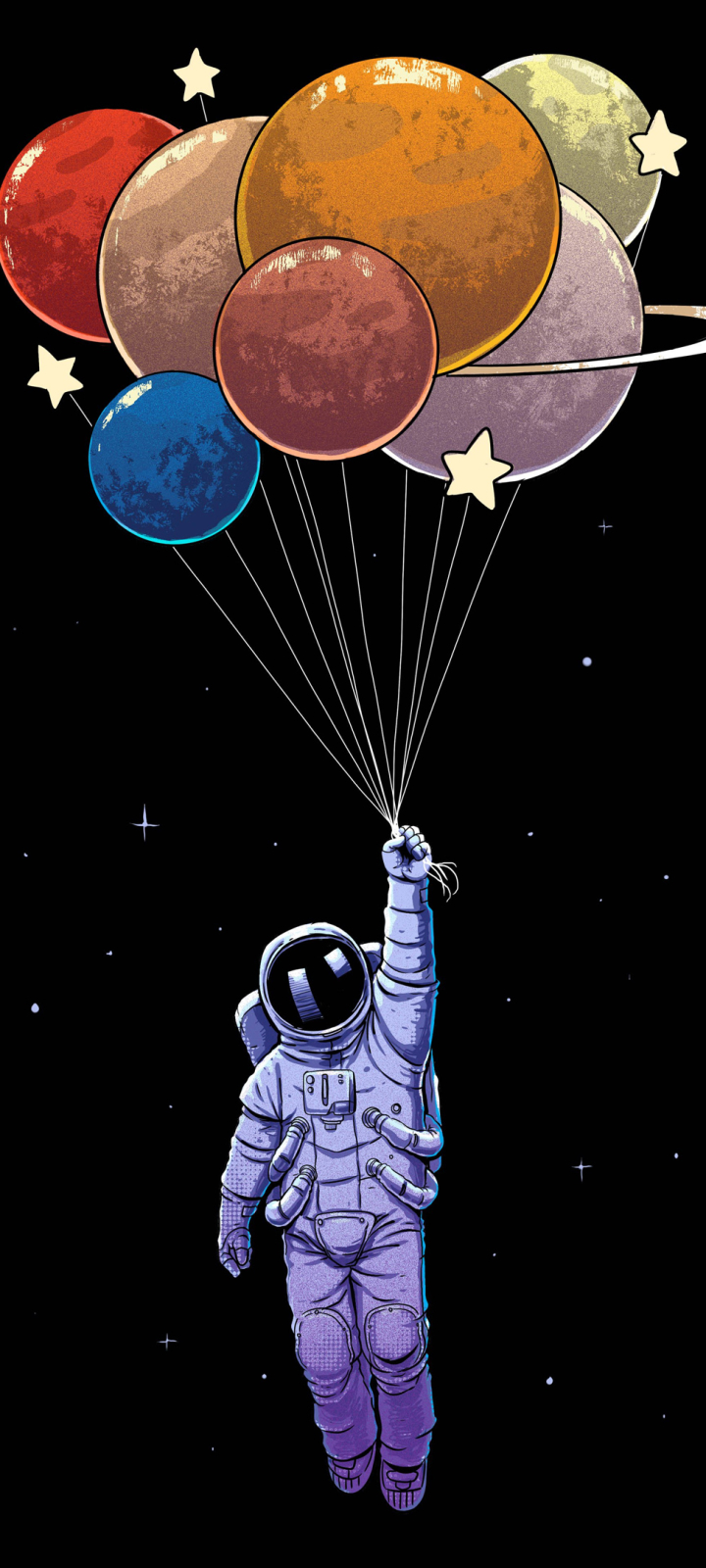 Astronaut Holding Bunch of Colorful Balloons