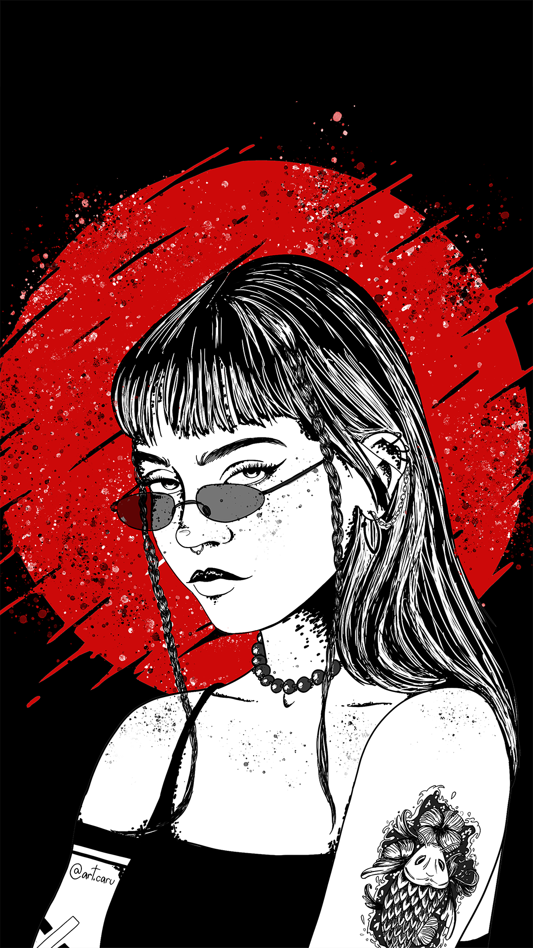 Girl with tattoo carp [mobile] by art.caru