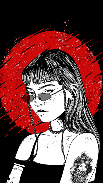  Girl with tattoo carp [mobile]