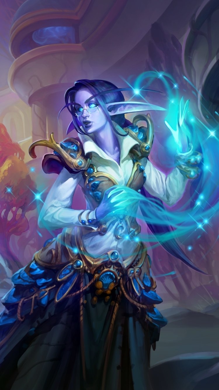 Download Magic Sorceress Elf Video Game Hearthstone: Heroes Of Warcraft Phone Wallpaper