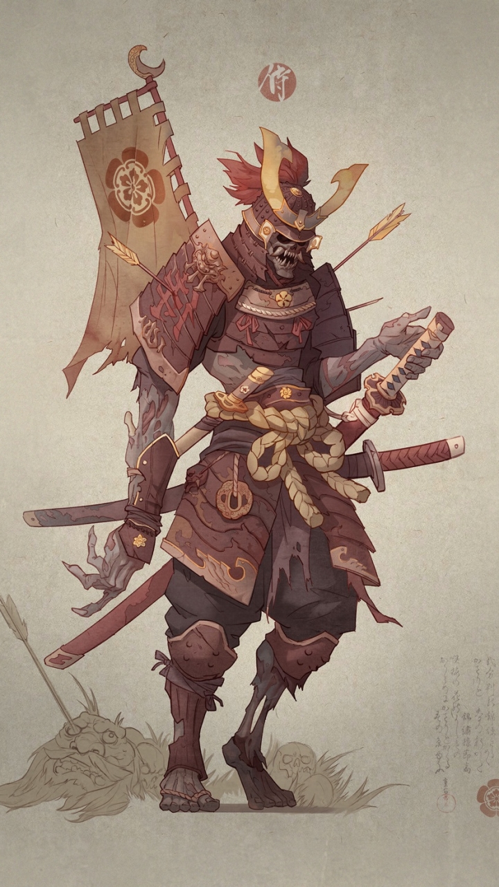 Fantasy Samurai Phone Wallpaper by Hua Lu