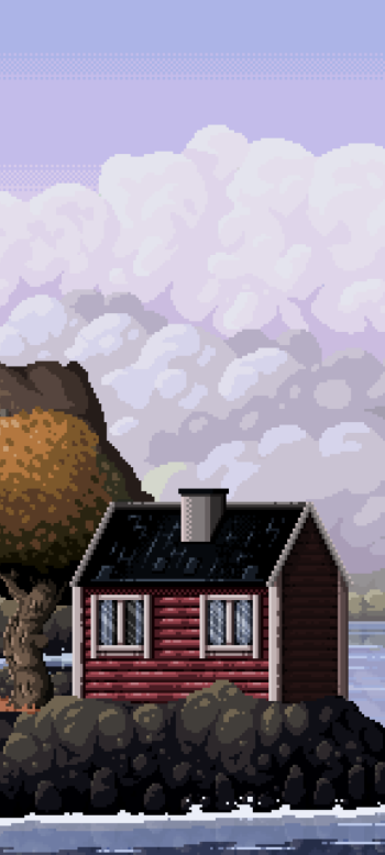 house artistic pixel art Phone Wallpaper