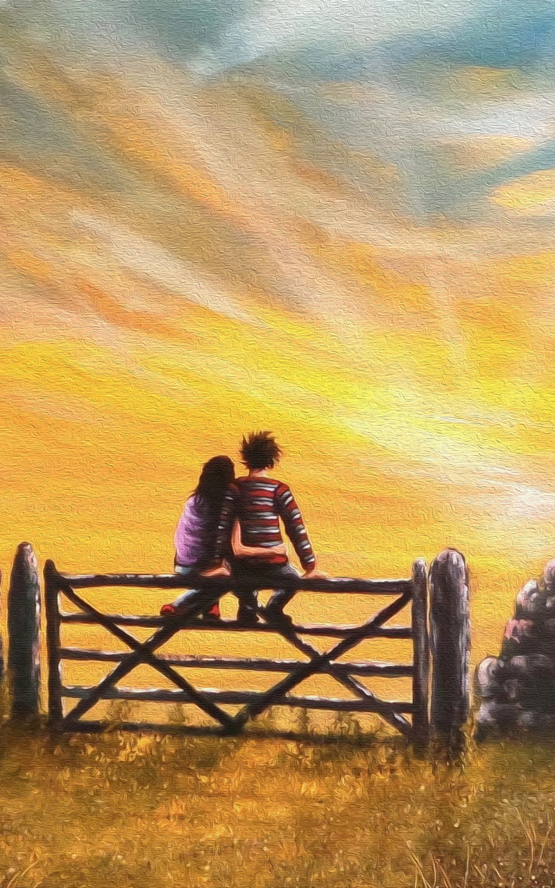 Young lovers - Oil on Canvas