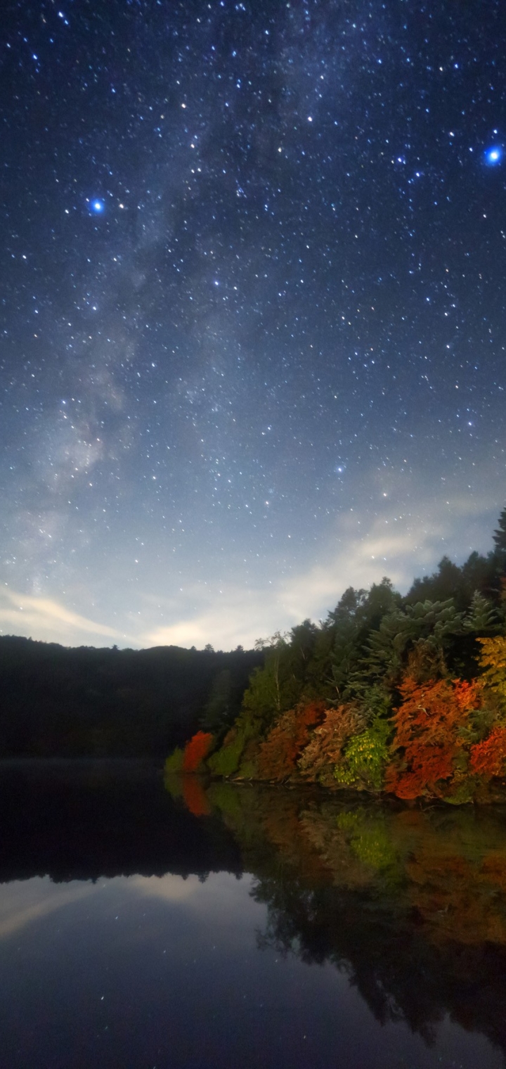 Starry Night on Autumn Lake - Mobile Abyss