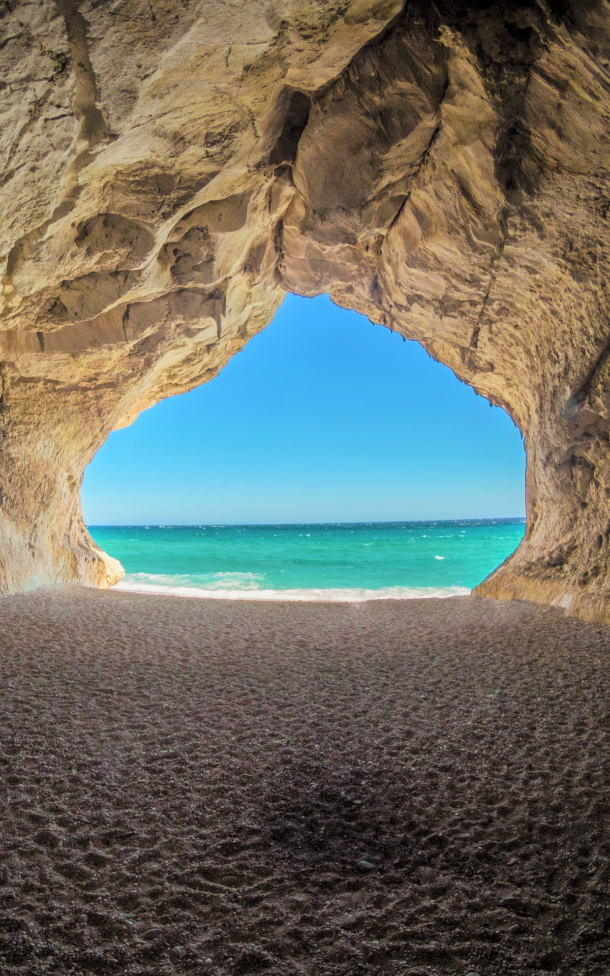 View of Turquoise Sea from Beach Cave