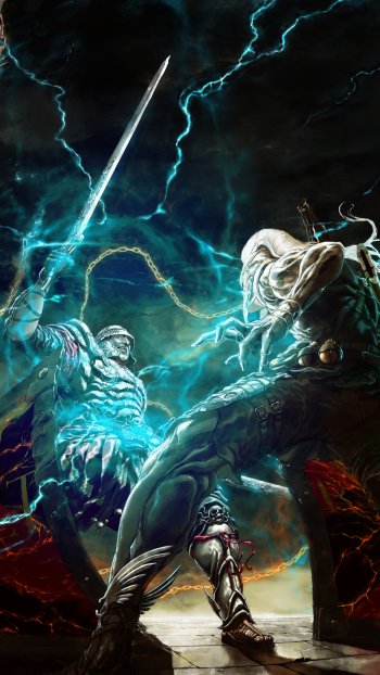 lightning sword magic fantasy battle Phone Wallpaper