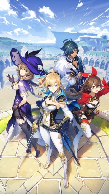 Lisa (Genshin Impact) Kaeya (Genshin Impact) Amber (Genshin Impact) Jean (Genshin Impact) video game Genshin Impact Phone Wallpaper
