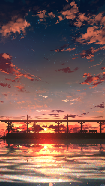 sky Anime sunrise anime sunset Sky Anime Phone Wallpaper