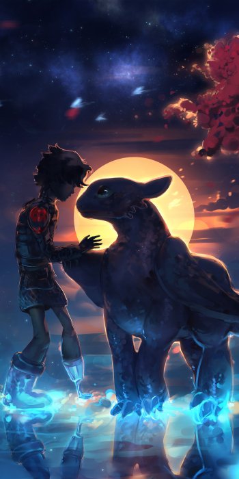 Hiccup (How to Train Your Dragon) Toothless (How to Train Your Dragon) dragon movie How to Train Your Dragon: The Hidden World Phone Wallpaper