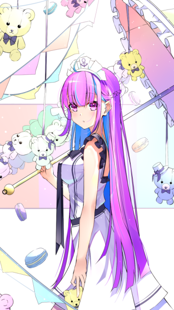 teddy bear long hair pink hair pink eyes hololive Minato Aqua Anime Virtual Youtuber Phone Wallpaper