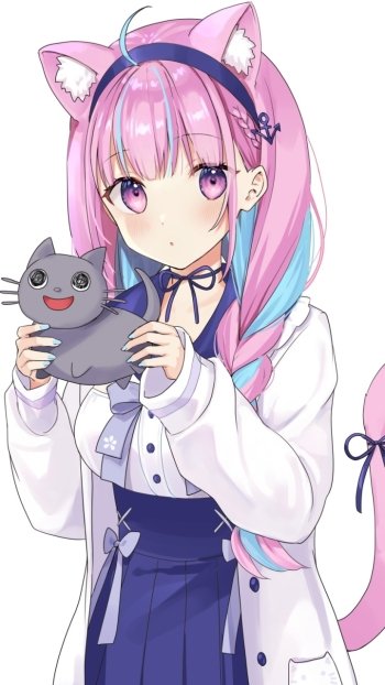 animal ears pink eyes pink hair hololive Minato Aqua Anime Virtual Youtuber Phone Wallpaper