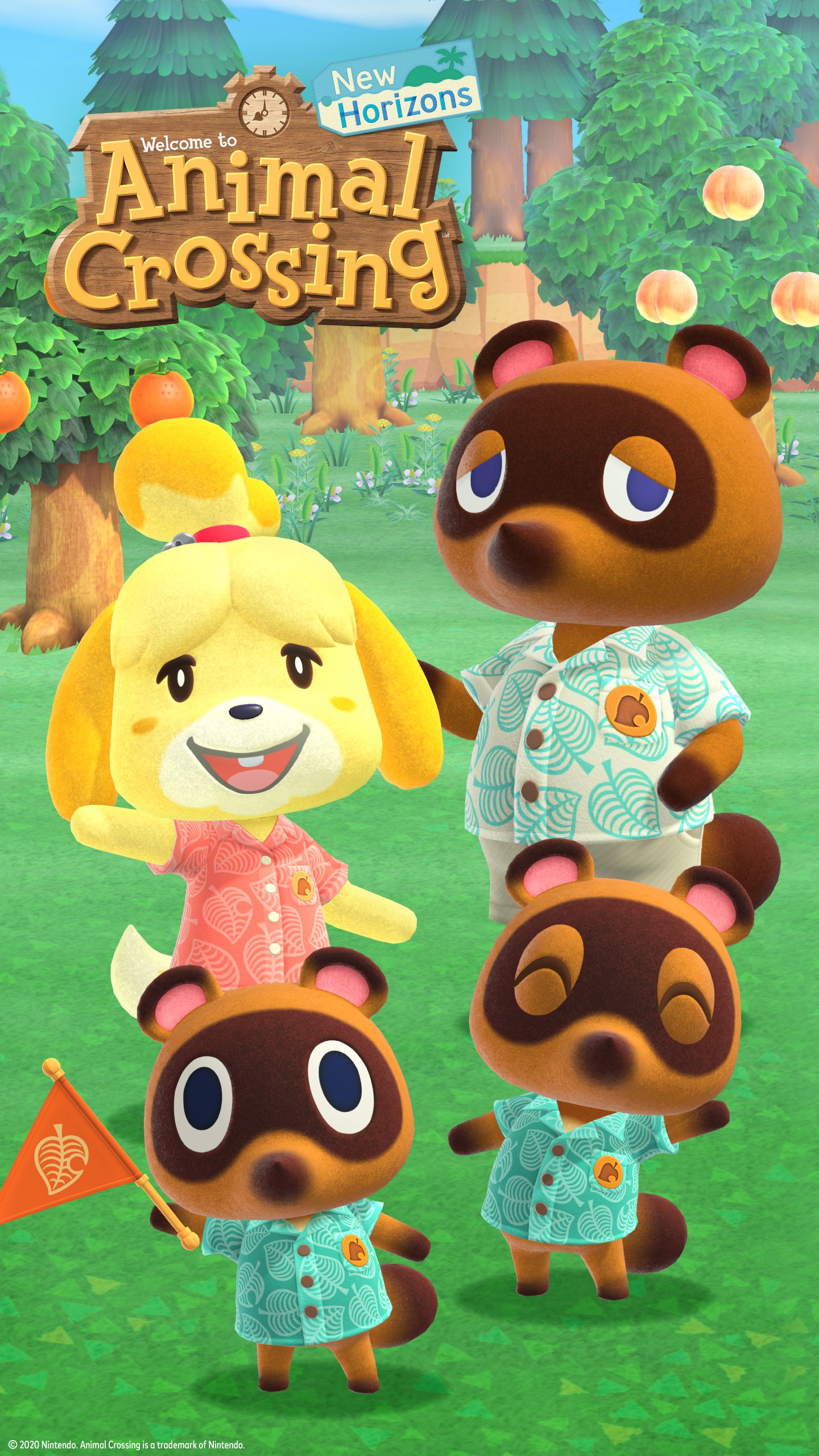 Download Tommy (Animal Crossing) Timmy (Animal Crossing) Tom Nook Isabelle (Animal Crossing) Video Game Animal Crossing: New Horizons Phone Wallpaper