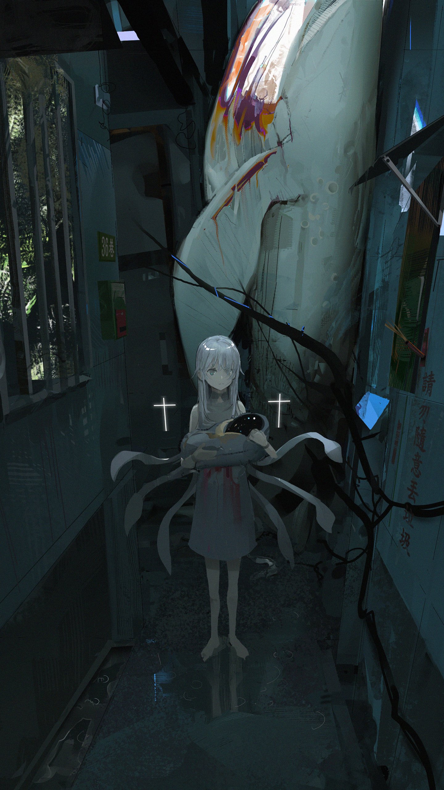 Download White Hair Anime Girl Anime Girl Phone Wallpaper