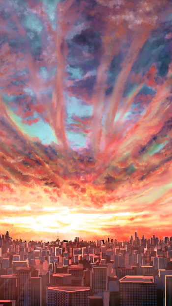 sky cloud cityscape Anime city anime sunset Sky Anime anime city Phone Wallpaper