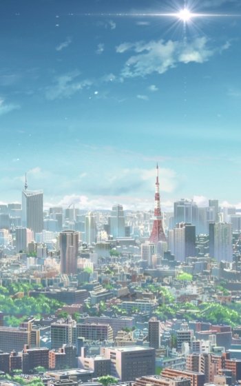 sun sky skyline Tokyo Tower Tokyo Your Name. Anime Sky Anime Phone Wallpaper