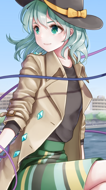 short hair hat Koishi Komeiji Anime Touhou Phone Wallpaper
