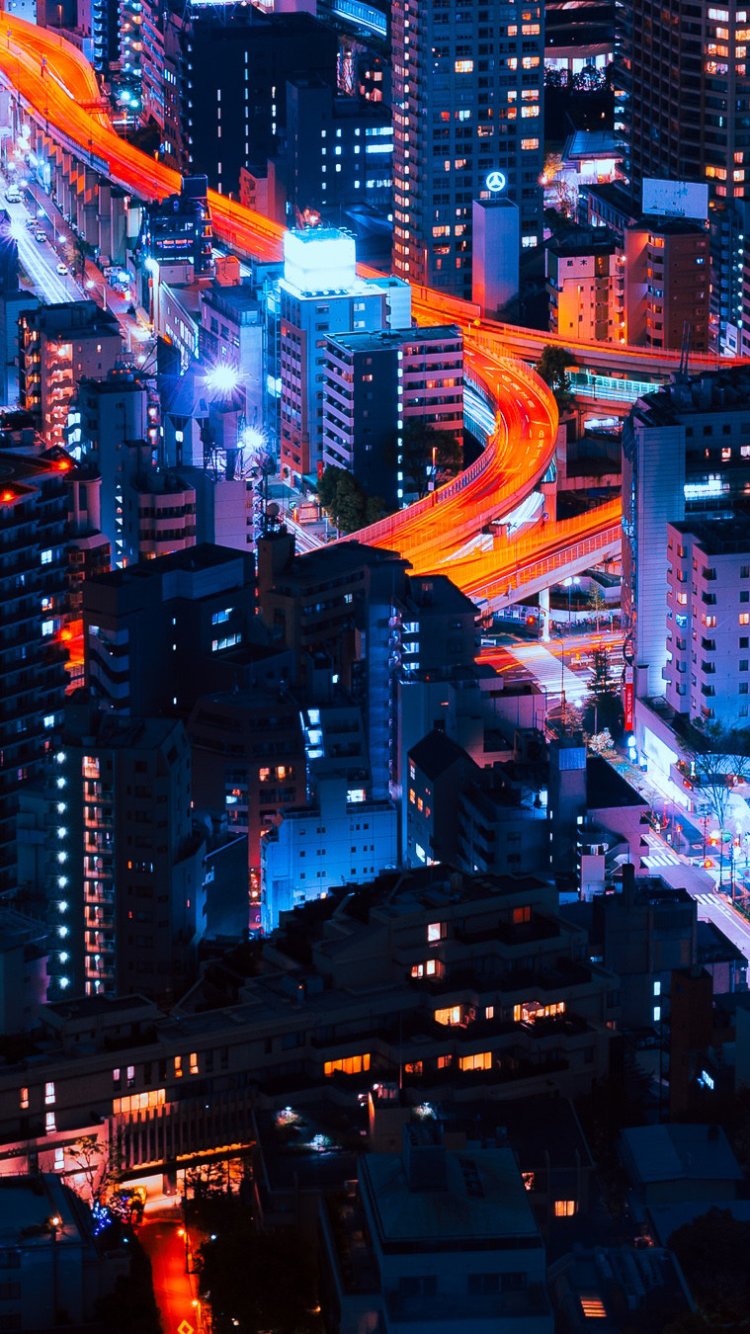 Download Japan Light Time Lapse Building Night City Man Made Tokyo Phone Wallpaper