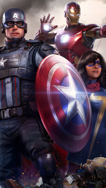 Ms. Marvel Iron Man Captain America video game Marvel's Avengers Phone Wallpaper