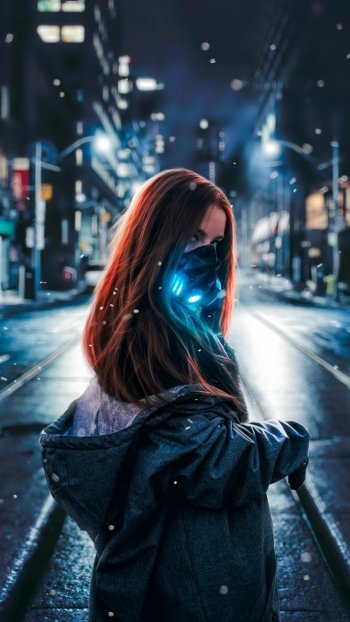  A Girl Wearing A Mask