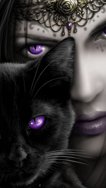 witch cat dark gothic Phone Wallpaper