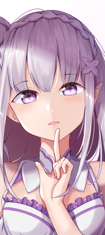 pink eyes white hair Emilia (Re:ZERO) Anime Re:Zero - Starting Life in Another World Phone Wallpaper