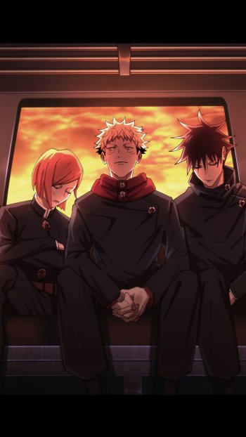 Nobara Kugisaki Yuji Itadori Megumi Fushiguro Anime Jujutsu Kaisen Phone Wallpaper