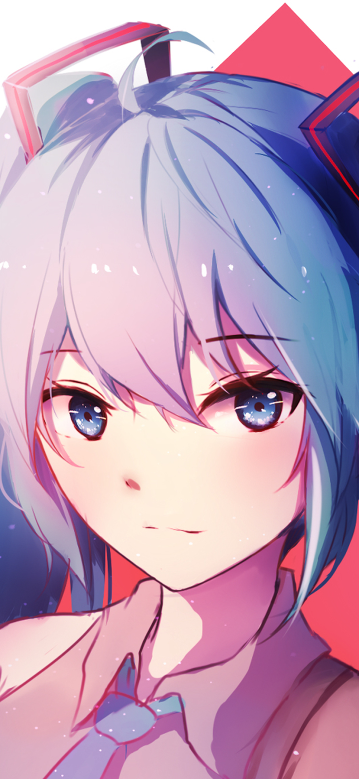 Download Blue Eyes Blue Hair Hatsune Miku Anime Vocaloid Phone Wallpaper