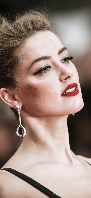 lipstick earrings blonde Celebrity Amber Heard Phone Wallpaper