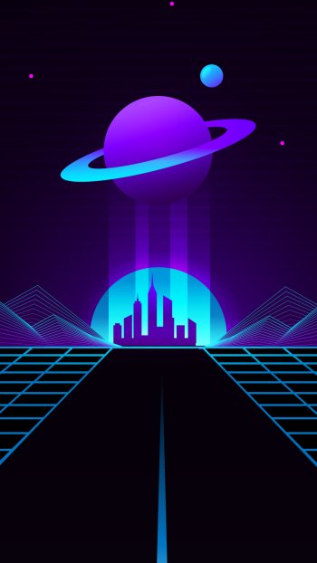 planet synthwave artistic retrowave Phone Wallpaper