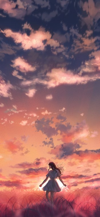 sky Anime girl anime girl anime sunset Sky Anime Phone Wallpaper