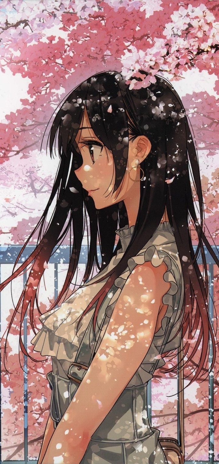 Download Cherry Blossom Brown Hair Chizuru Ichinose Kanojo Okarishimasu Anime Rent-A-Girlfriend Phone Wallpaper