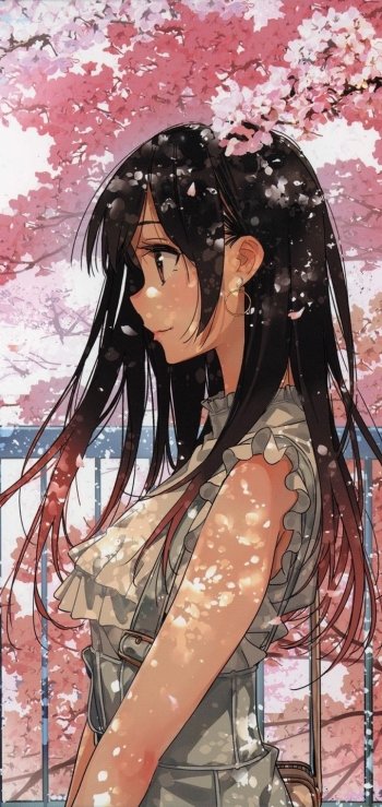 cherry blossom brown hair Chizuru Ichinose Kanojo Okarishimasu Anime Rent-A-Girlfriend Phone Wallpaper