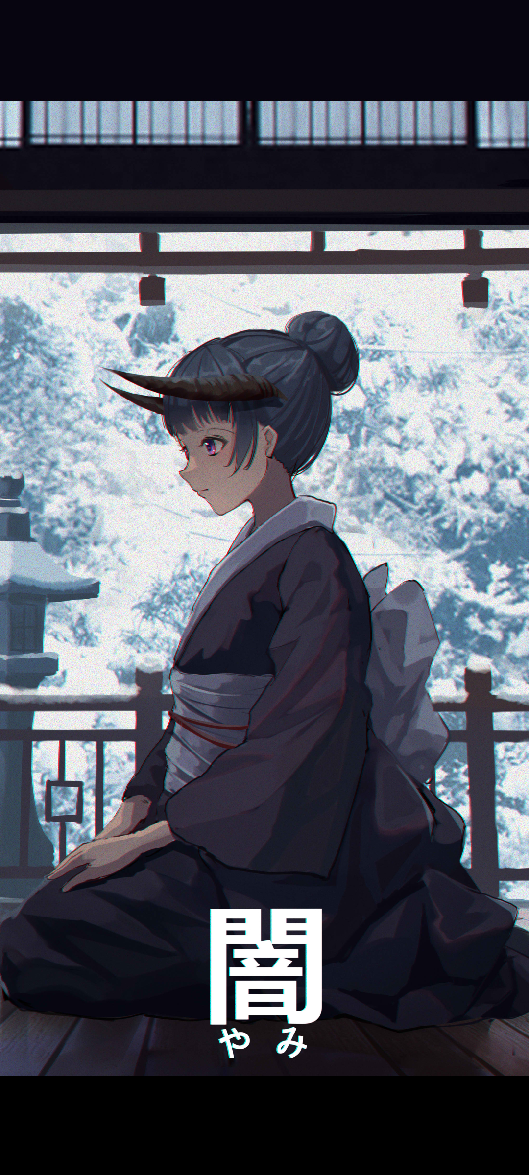 Horned anime girl in a Kimono by Qi==Qi