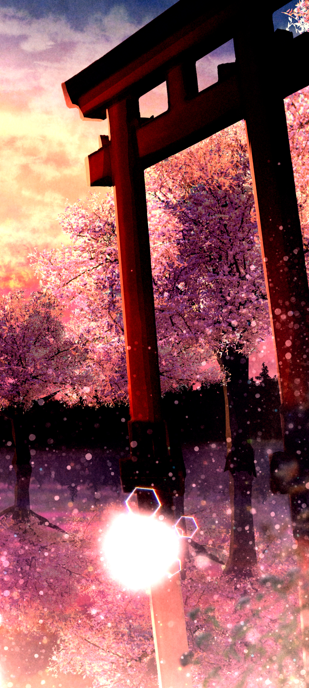 Anime Shrine Phone Wallpaper by クメキ