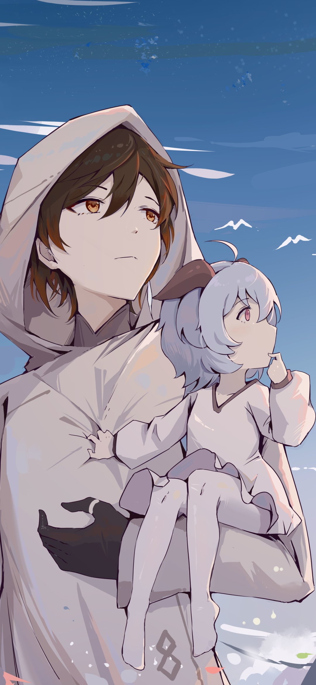 Download Short Hair Zhongli (Genshin Impact) Little Girl Ganyu (Genshin Impact) Video Game Genshin Impact Phone Wallpaper