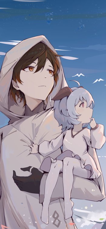 short hair Zhongli (Genshin Impact) little girl Ganyu (Genshin Impact) video game Genshin Impact Phone Wallpaper