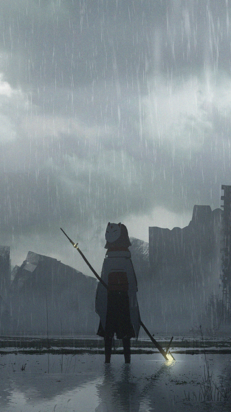 Anime, anime, boy, umbrella, HD phone wallpaper