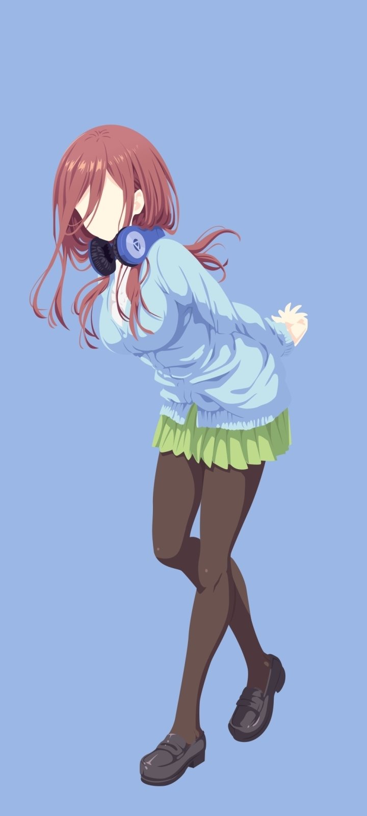 Anime-style wallpaper of Miku Nakano from The Quintessential Quintuplets, designed for seamless use on iPhone and Android phone screens.