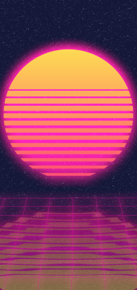 Black Wallpaper for iPhone in 4K Retro Futuristic Synthwave 80s Vibe