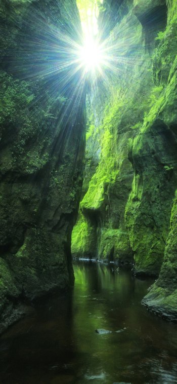 stream sunbeam nature canyon Phone Wallpaper