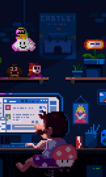 pixel art video game Mario Phone Wallpaper