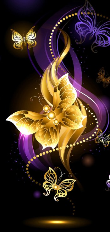 purple artistic butterfly Phone Wallpaper