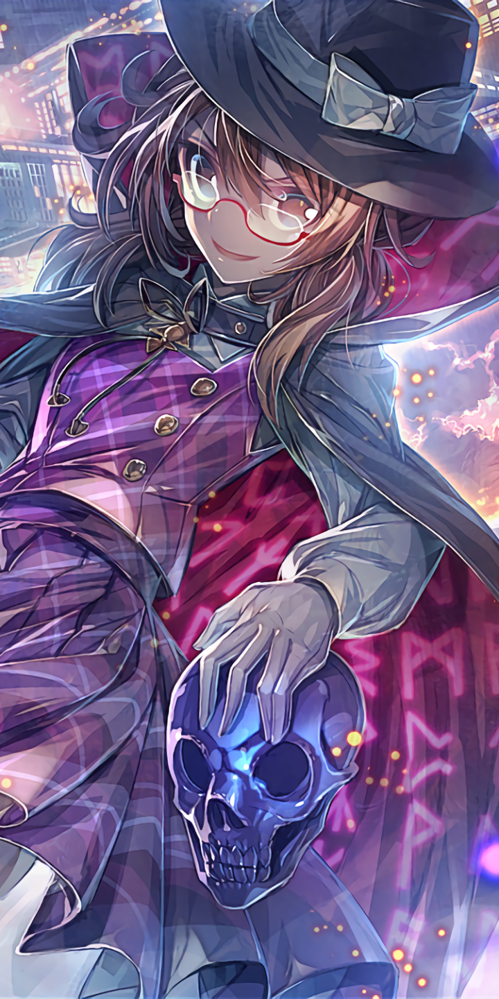 Download Sumireko Usami Cape Glasses Hat Skull Anime Touhou Phone Wallpaper