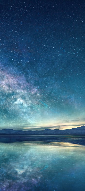 reflection lake Sci Fi Milky Way Phone Wallpaper