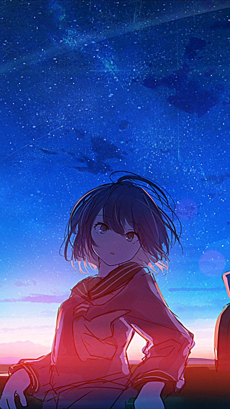 Download Starry Sky Anime Original Phone Wallpaper