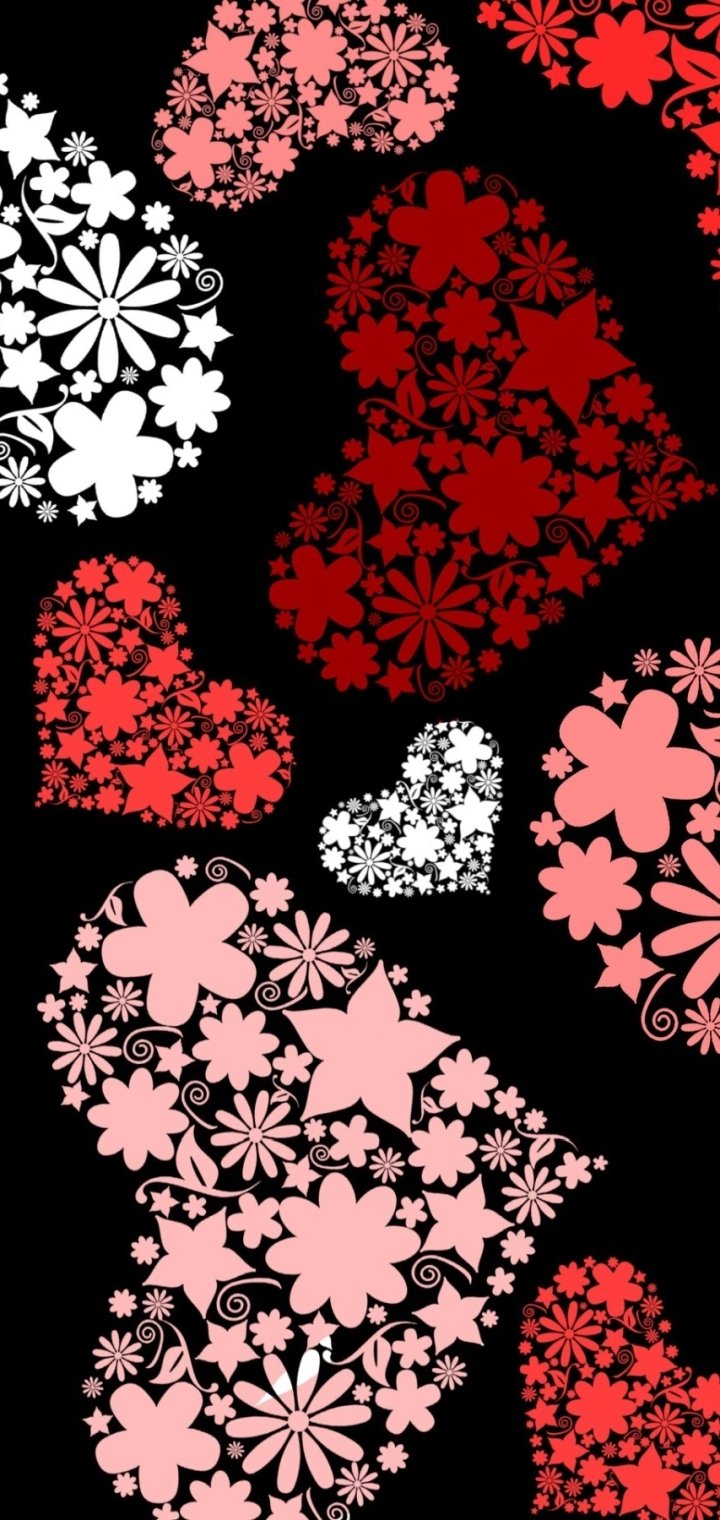 Download Flower Red Pink Artistic Heart Phone Wallpaper