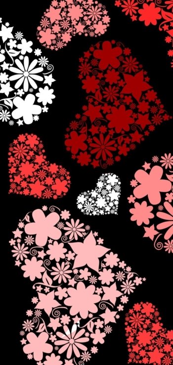 flower red pink artistic heart Phone Wallpaper