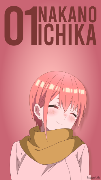 pink hair short hair Ichika Nakano scarf The Quintessential Quintuplets Anime Phone Wallpaper